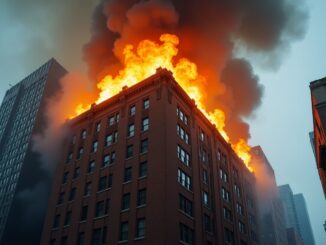 Fiamme e fumo nel centro di Milano durante un incendio