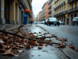 Intervento dei vigili del fuoco a Milano durante maltempo