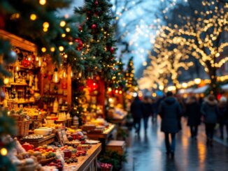 Mercatini di Natale a Milano con luci e decorazioni festive