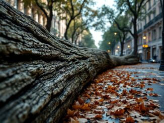 Vigili del fuoco a Milano rimuovono un albero caduto