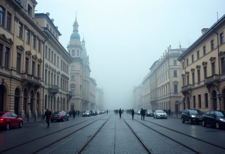 Nebbia e freddo autunnale a Milano