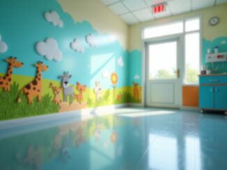 Bambini sorridenti in ospedale durante pet therapy