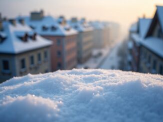 Neve che cade su Milano durante la prima nevicata dell'inverno