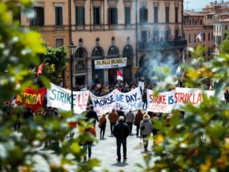 Manifestazione di protesta contro la manovra economica in Italia