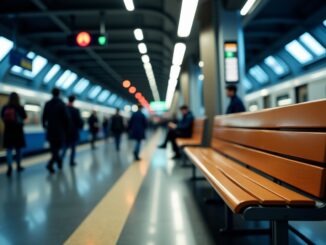 Treno Trenord in stazione a Tavazzano con ritardi