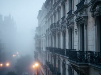 Vista di Milano avvolta da foschie e nebbie in inverno