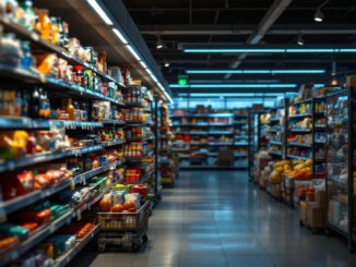 Anziano in un supermercato durante un furto