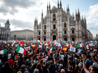 Manifestazione a Milano contro il governo della Georgia