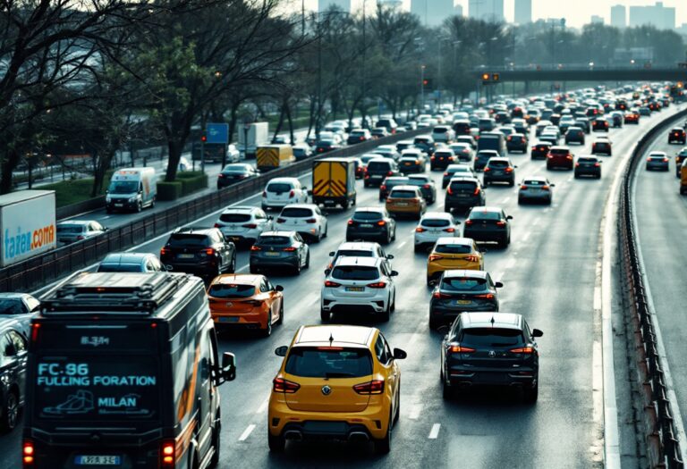 Traffico intenso tangenziale Est e A4