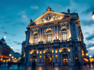 Scena dell'opera Il Nome della Rosa al Teatro alla Scala