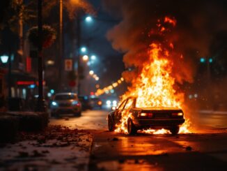 Auto incendiata dopo un'esplosione nel Milanese