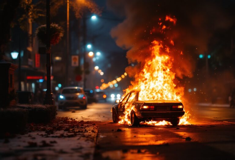 Esplosione e fuga in auto incendiata nel Milanese