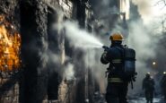 Intervento dei vigili del fuoco durante gli incendi a Corsico