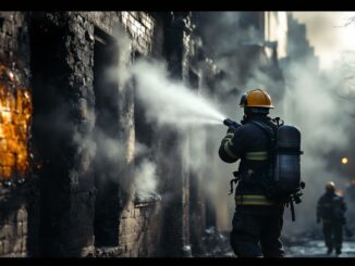 Intervento dei vigili del fuoco durante gli incendi a Corsico