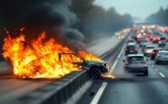 Incendio sull'A4 con auto distrutta e traffico in tilt