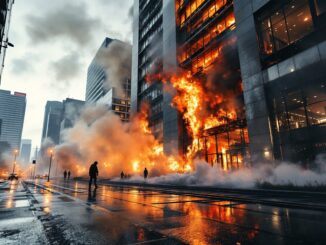 Immagine dell'incendio della Torre dei Moro a Milano