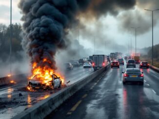 Incendio di un'auto sull'A8 a Legnano con traffico bloccato