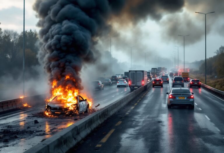 Incendio auto A8 Legnano: traffico intenso