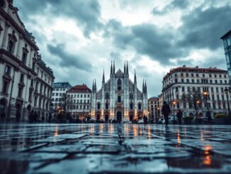 Immagine di Milano durante allerta gialla per vento forte