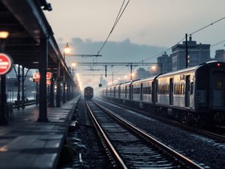 Pendolari in attesa a una stazione durante lo sciopero Trenord