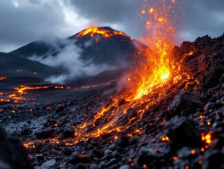 Eruzione dell'Etna con fumi e cenere nel cielo