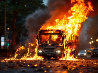 Intervento dei vigili del fuoco su autobus in fiamme a Rho