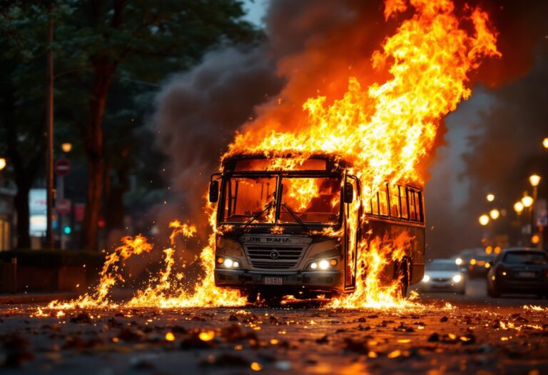 Incendio autobus a Rho: intervento vigili del fuoco