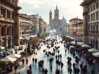 Partecipanti alla Maratona di Bologna in un weekend festivo