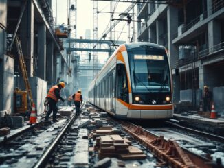 Immagine dei lavori della metrotranvia Milano-Limbiate-Seregno