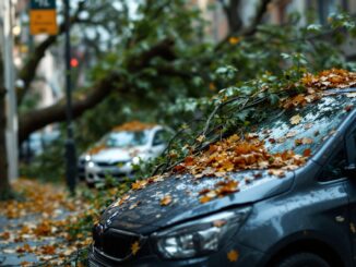 Albero caduto su un'auto a Milano, danni ingenti