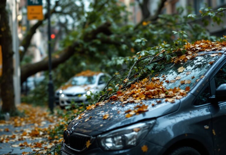 Albero cade su auto a Milano senza feriti