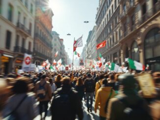 Corteo a Milano in memoria di Dax con manifestanti