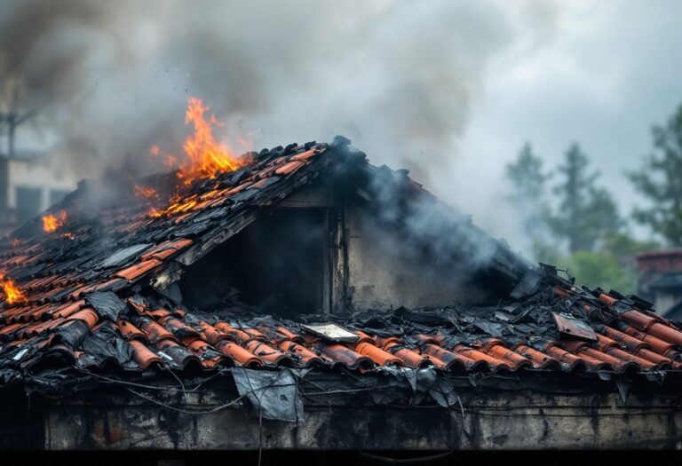 Incendio a San Vittore Olona: tetto in fiamme