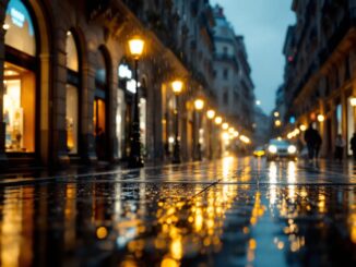 Immagine di Milano sotto la pioggia con cielo nuvoloso