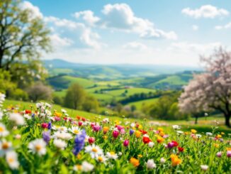 Immagine di un paesaggio primaverile in Lombardia