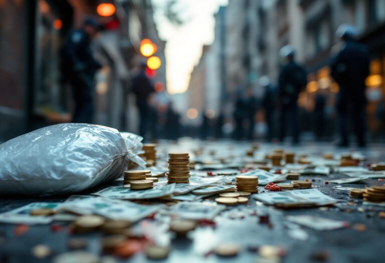 Immagine dell'arresto a Milano con eroina e denaro