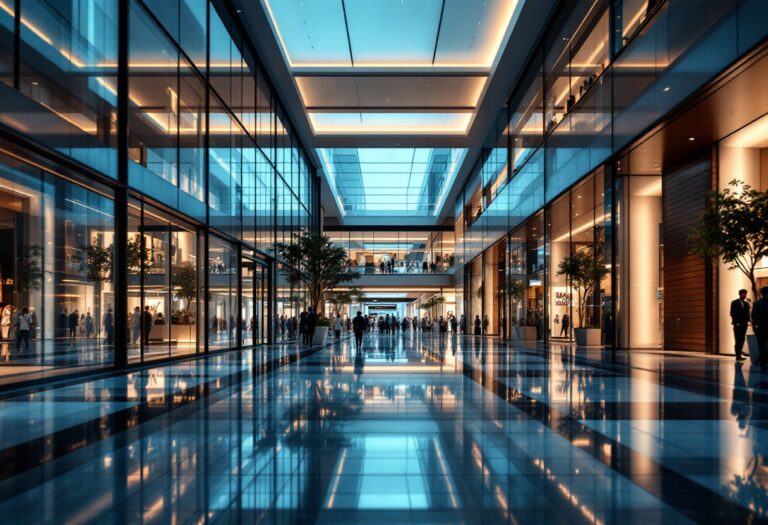 Vista del centro commerciale Porte di Milano in crisi