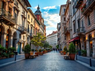Panorama di Milano con skyline futuristico e innovazioni