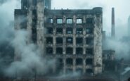 Immagine dell'ex Palaghiaccio di Milano in fiamme