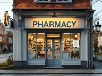 Immagine di una farmacia a Buccinasco dopo una rapina