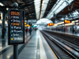Manifestazione per lo sciopero ferroviario in Italia