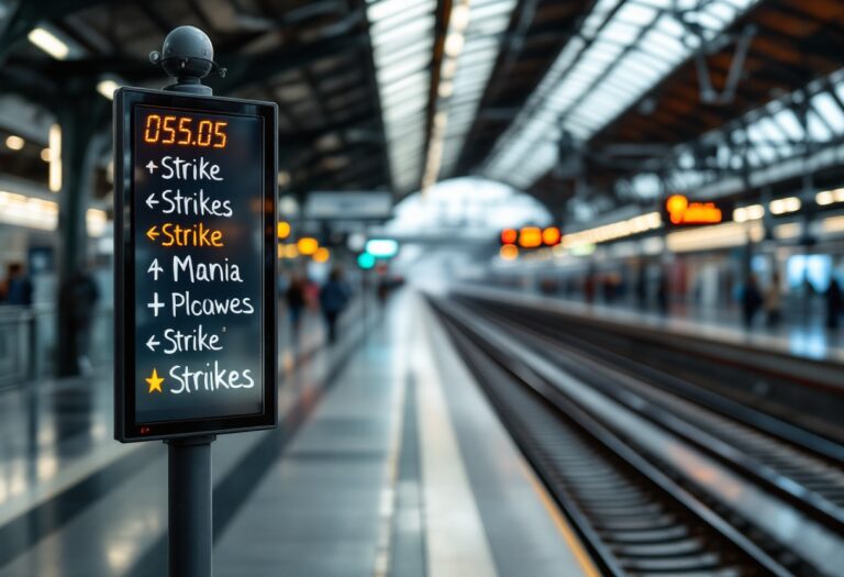 Manifestazione per lo sciopero ferroviario in Italia
