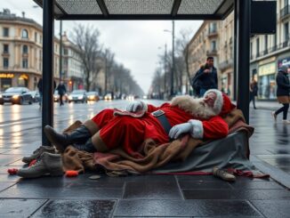 babbo natale senzatetto un messaggio urgente sulla crescente poverta 1765088859