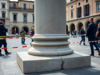intervento immediato per la riparazione della crepa nella colonna di piazza ducale 1768036122