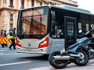 incidente in centro a milano autobus della linea 84 coinvolto in uno scontro con una moto 1772488909