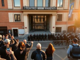 meloni a milano per il si al referendum contestazioni fuori dal franco parenti 1773489629