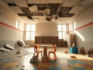 Cedimenti del controsoffitto in un nido di Milano dopo ripetuti furti di rame