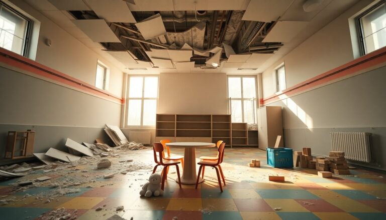Cedimenti del controsoffitto in un nido di Milano dopo ripetuti furti di rame