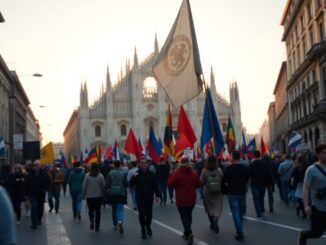 Corteo a Milano per la Palestina: bandiere, simboli controversi e richiamo allo sciopero