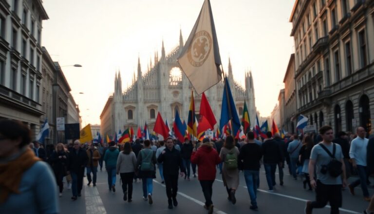 Corteo a Milano per la Palestina: bandiere, simboli controversi e richiamo allo sciopero